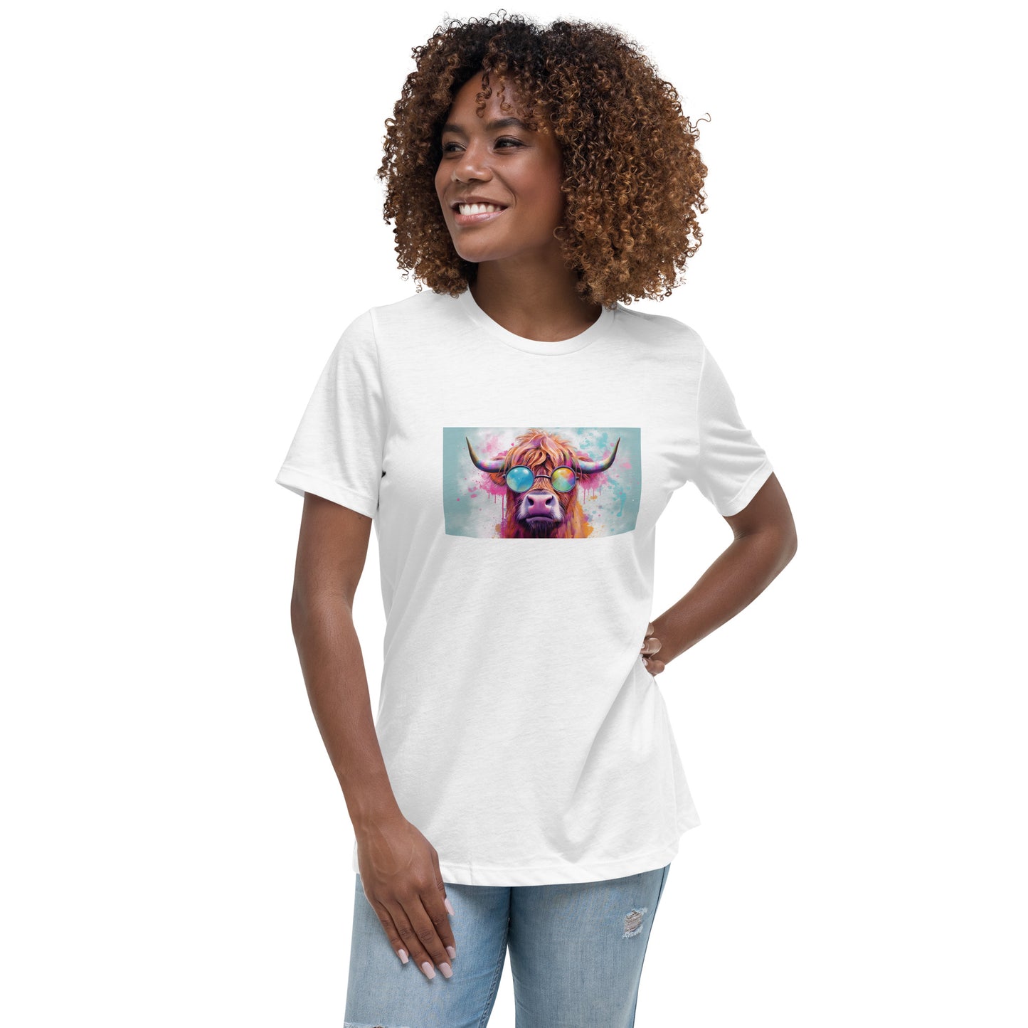 Women's Relaxed T-Shirt w/ Hip Cow